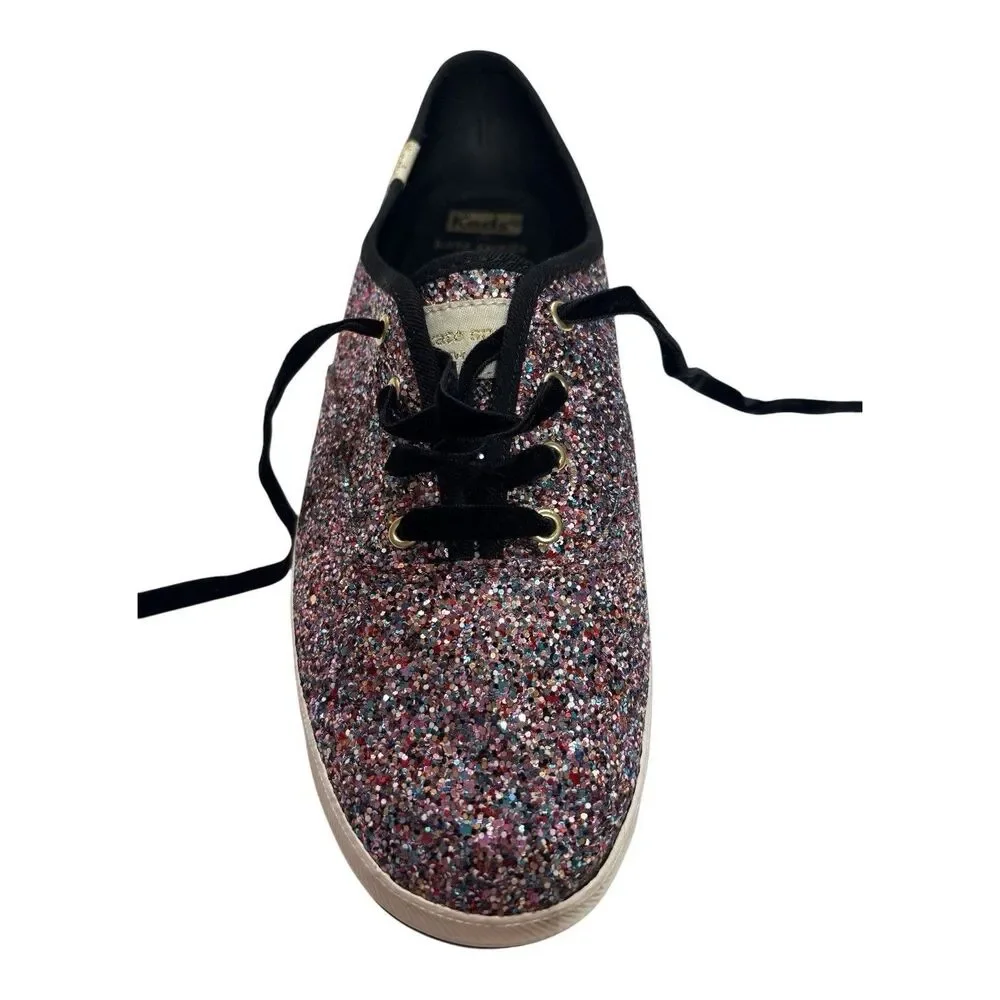 Keds x Kate Spade Champion Glitter Pink Sneakers Womens 8.5 Velvet Laces